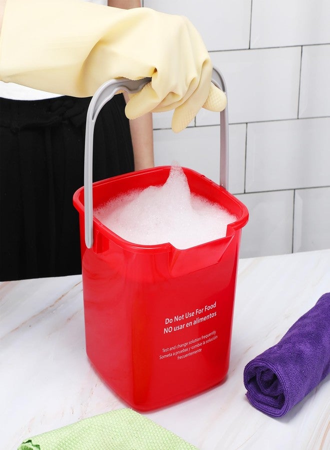 Uiifan 6 Pcs 8 Quart Cleaning Bucket Small Sanitizing Square Bucket Detergent Pail for Home Commercial Restaurant Kitchen Office School (Red) - Image 4